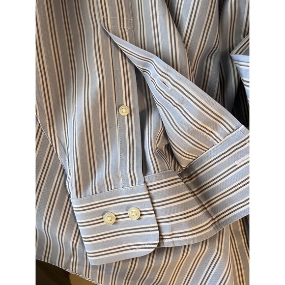 Brooks Brothers 346 Mens 17.5 6/7 Dress Shirt Slim Fit Blue Non Iron All Cotton - Picture 6 of 9